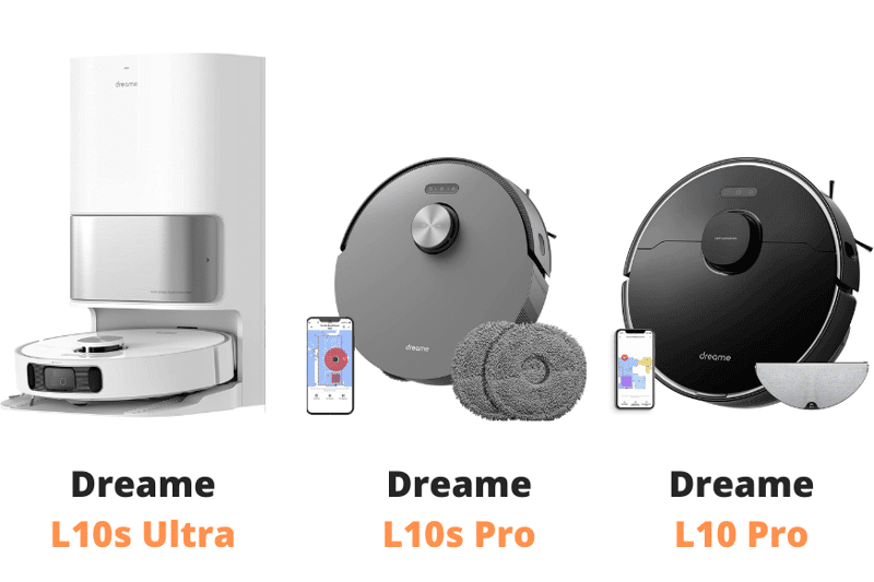 Die gesamte Produktfamilie des Dreame L10 ist zu sehen.